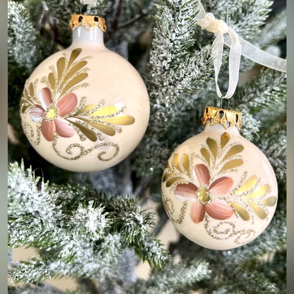 VNTG set 23 Kurt Adler Hand Crafted X-mas Tree Ornaments 13 Floral & 10 Candle - Picture 2 of 10